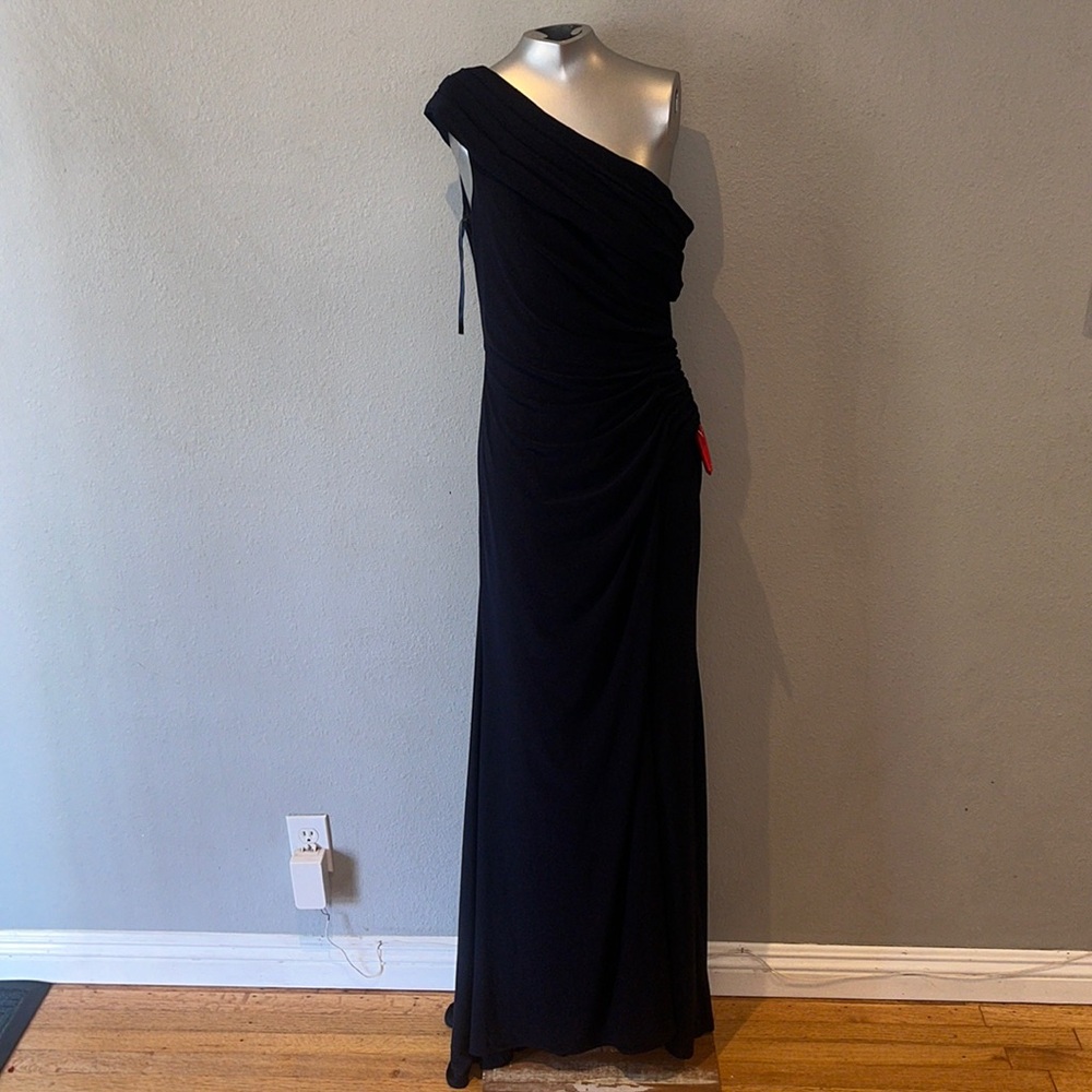 Ieena for Mac Duggal 26517 FOLDOVER OFF-THE-SHOULDER SLIT GOWN NWT
